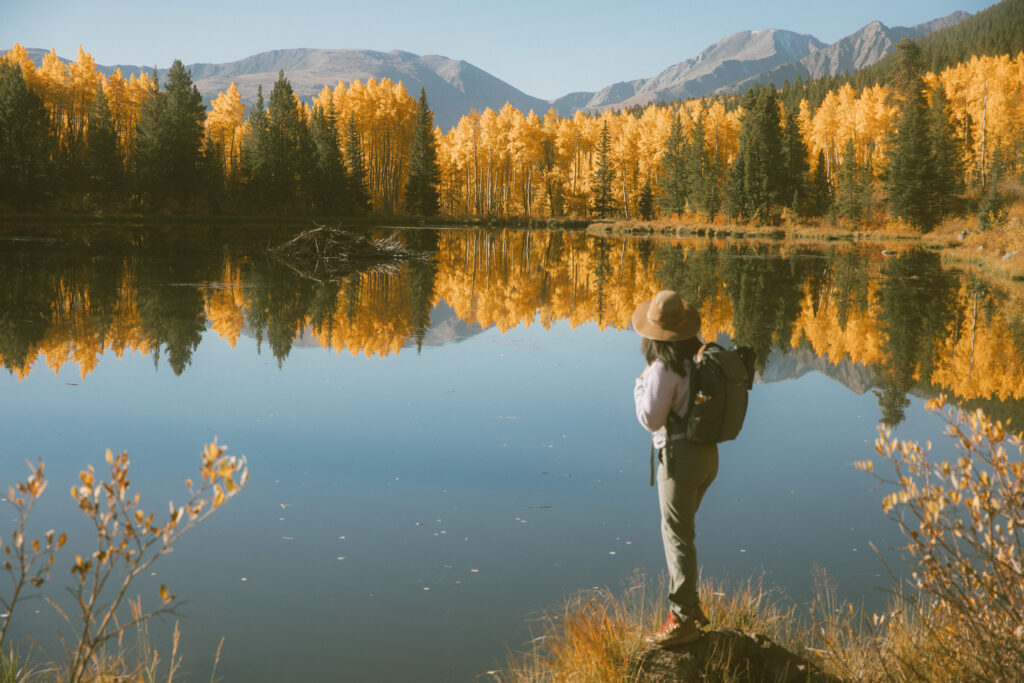 a girl named Jessy standing by a lake in Twin Lakes, Colorado