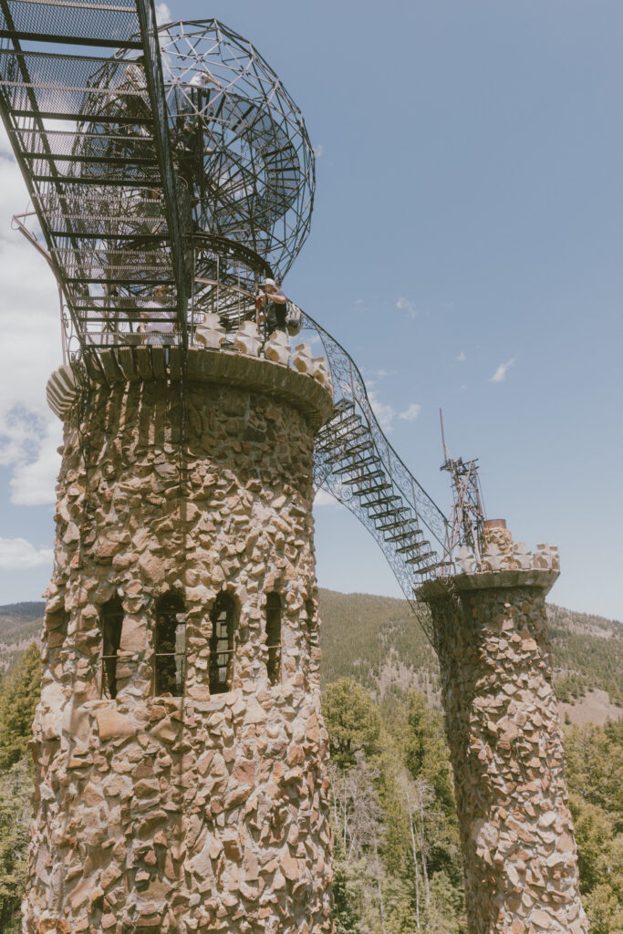 The view of the towers at Bishop's Castle by Our World With Jessy